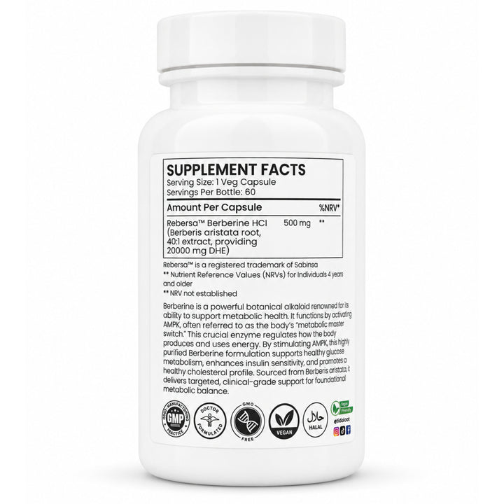 Berberine 500 mg with Rebersa™ - 60 Vegetarian Capsules