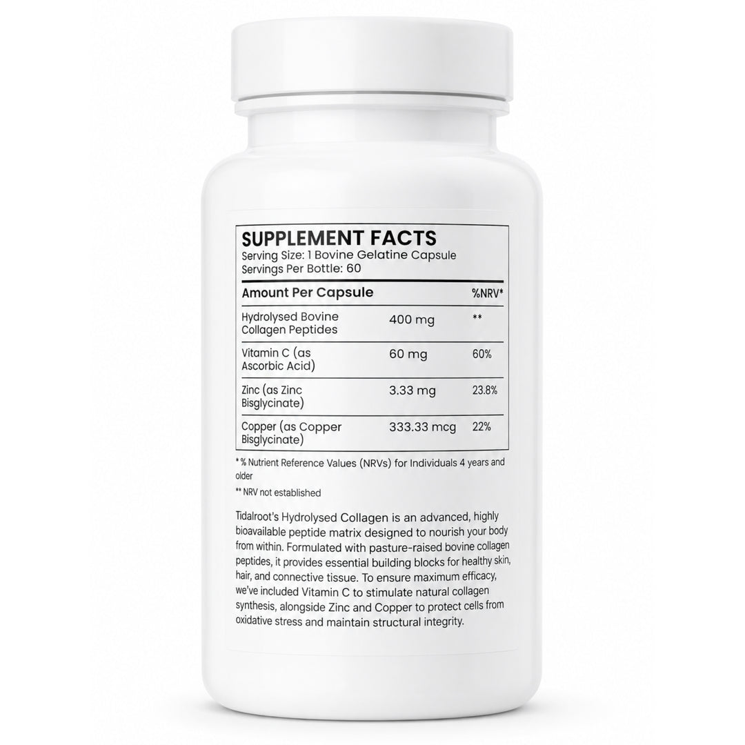 Collagen (with Vitamin C + Zinc + Copper, 60 Capsules)