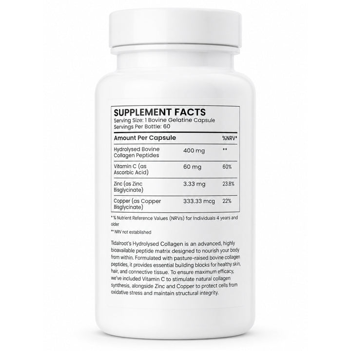 Collagen (with Vitamin C + Zinc + Copper, 60 Capsules)