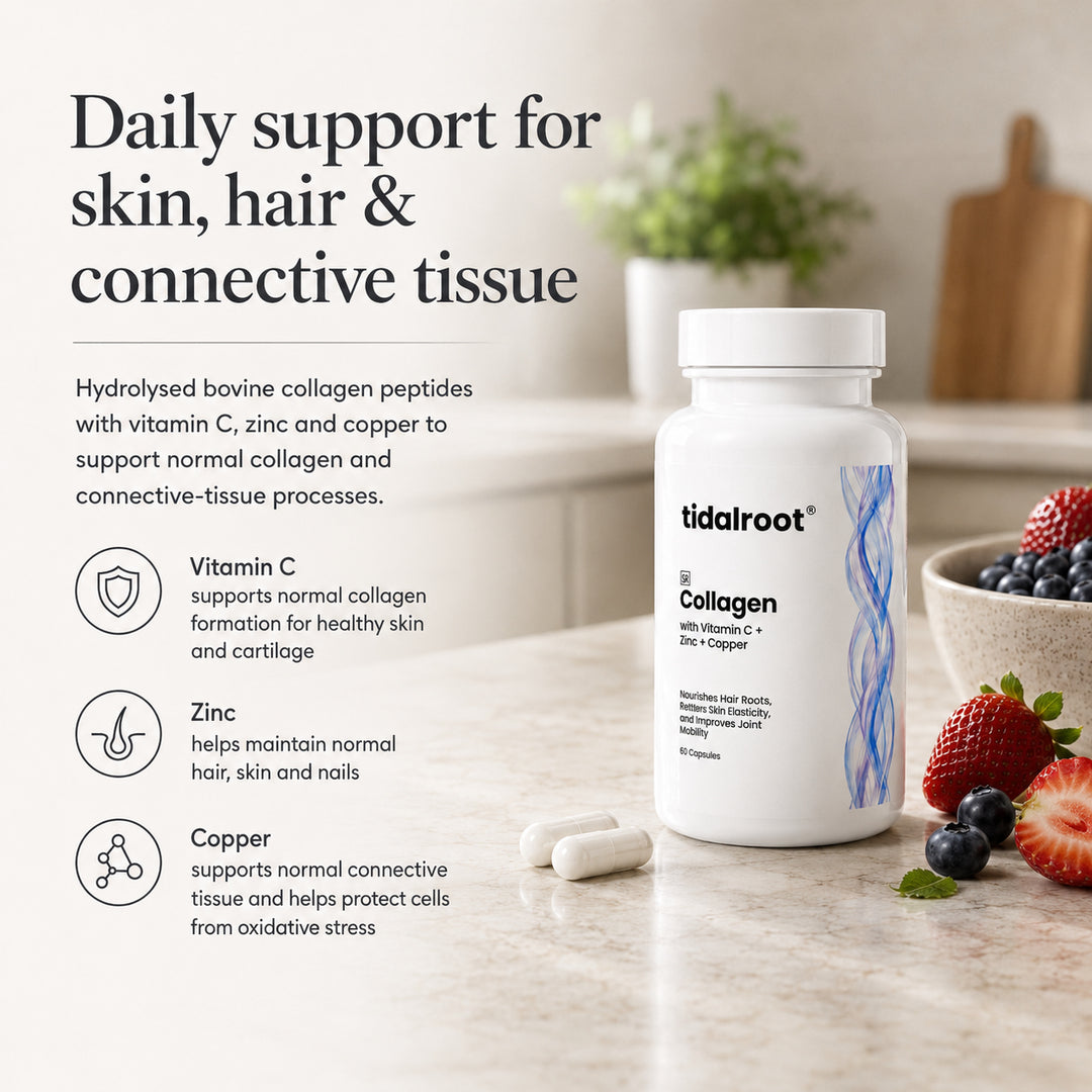 Collagen (with Vitamin C + Zinc + Copper, 60 Capsules)