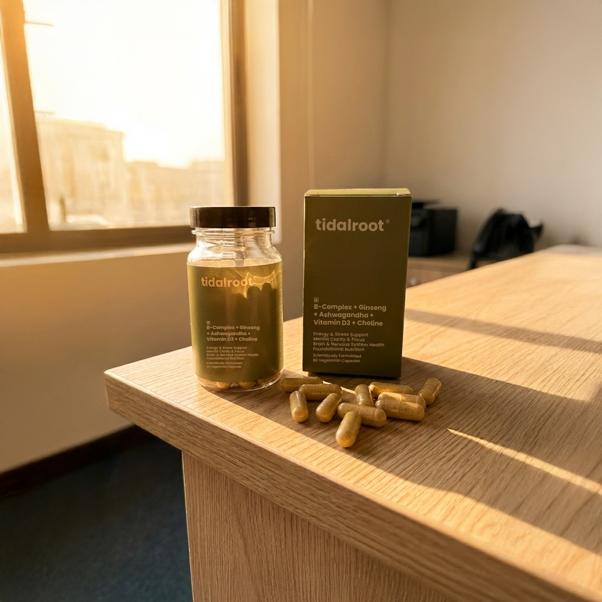 B-Complex + Ginseng + Ashwagandha + Vitamin D3 + Choline