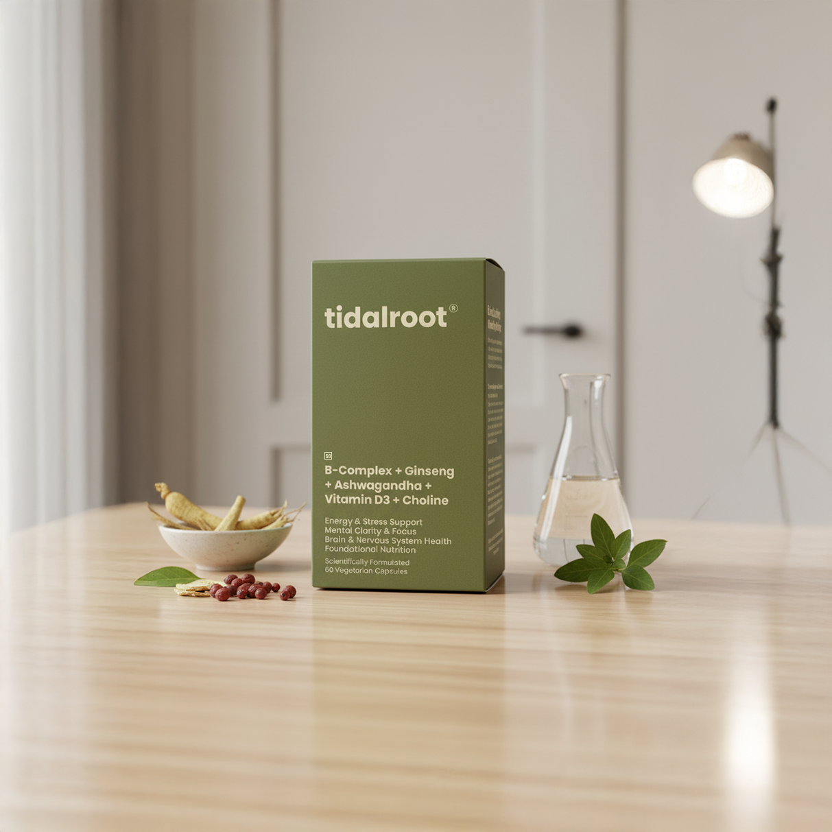 B-Complex + Ginseng + Ashwagandha + Vitamin D3 + Choline
